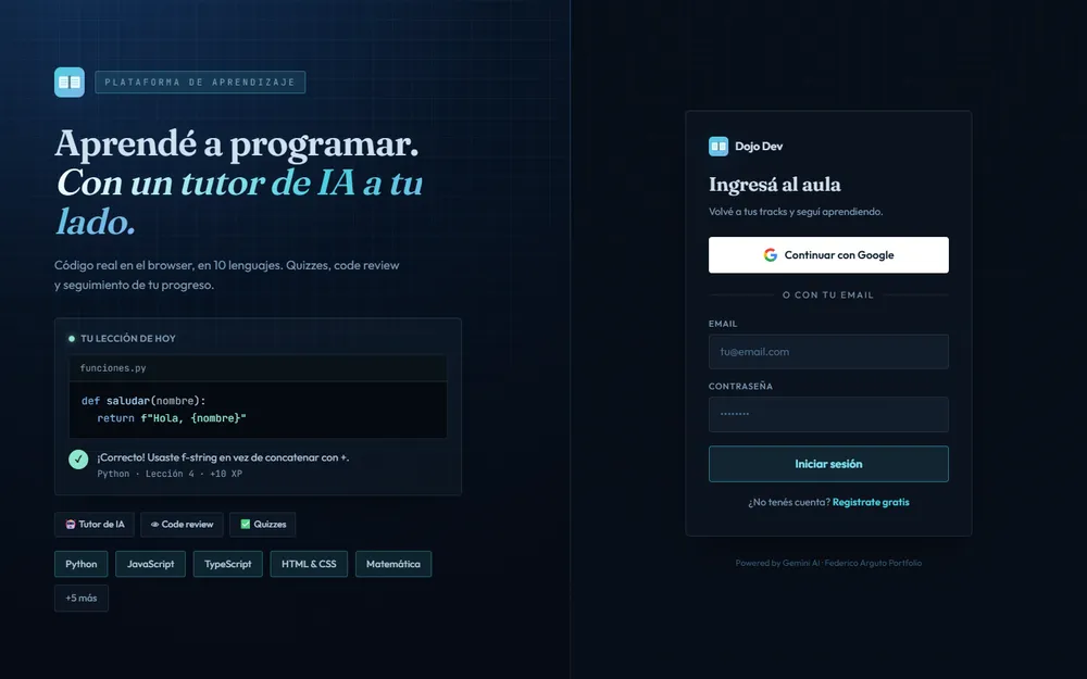 Screenshot of project Dojo Dev