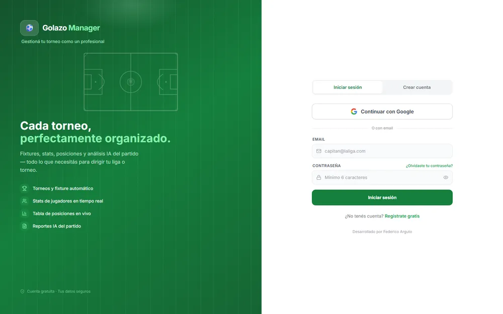 Screenshot of project Golazo